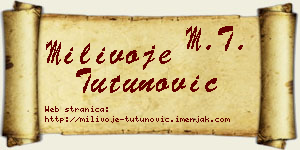 Milivoje Tutunović vizit kartica